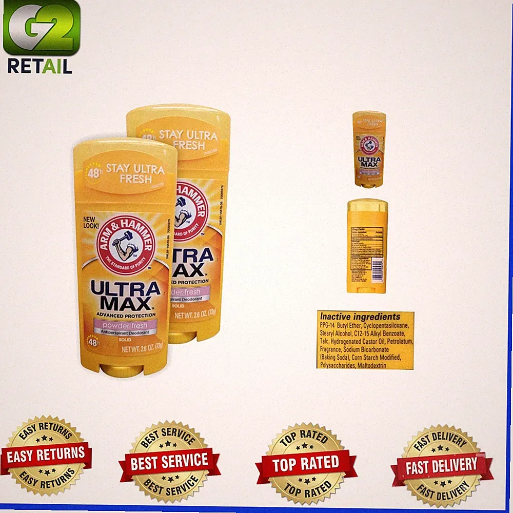 2-Pack Ultramax Invisible Solid Antiperspirant - Fresh Baby Powder Scent, 2.6 oz